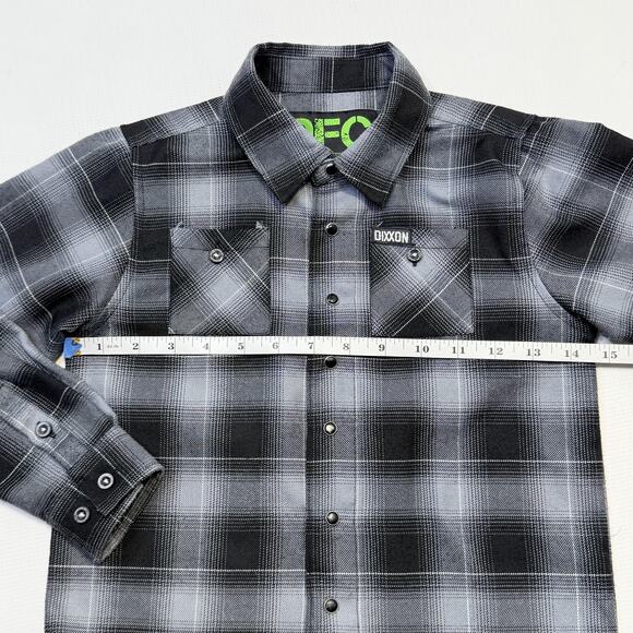 Dixxon Flannel Company Shirt Youth Small Black Gray Plaid Long Sleeve Snap - Picture 5 of 11